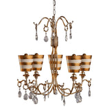 Lucas & McKearn Tivoli 5 Light Striped Gold Shaded 30 In Unique Chandelier