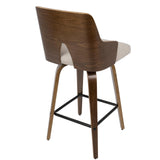 Lumisource Ariana 26" Mid-Century Modern Counter Stool in Walnut and Beige Fabric