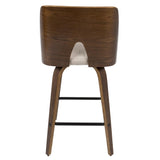 Lumisource Ariana 26" Mid-Century Modern Counter Stool in Walnut and Beige Fabric