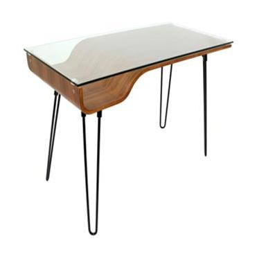 Lumisource Avery Desk Walnut Clear Black