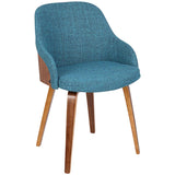 Lumisource Bacci Mid-Century Modern Dining/ Accent Chair in Walnut Wood and Teal Fabric