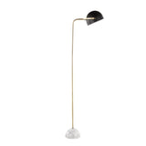 Lumisource Bello Contemporary-Glam Floor Lamp in White Marble with Gold Metal Frame and Black Metal Shade