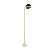 Lumisource Bello Contemporary-Glam Floor Lamp in White Marble with Gold Metal Frame and Black Metal Shade