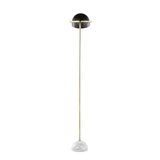 Lumisource Bello Contemporary-Glam Floor Lamp in White Marble with Gold Metal Frame and Black Metal Shade