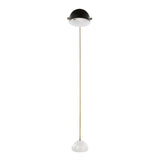 Lumisource Bello Contemporary-Glam Floor Lamp in White Marble with Gold Metal Frame and Black Metal Shade