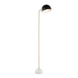 Lumisource Bello Contemporary-Glam Floor Lamp in White Marble with Gold Metal Frame and Black Metal Shade