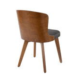 Lumisource Bocello Mid-Century Chair in Walnut and Black Faux Leather