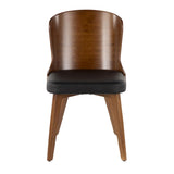 Lumisource Bocello Mid-Century Chair in Walnut and Black Faux Leather