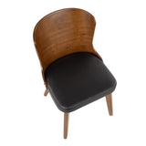 Lumisource Bocello Mid-Century Chair in Walnut and Black Faux Leather