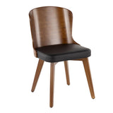 Lumisource Bocello Mid-Century Chair in Walnut and Black Faux Leather