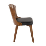 Lumisource Bocello Mid-Century Chair in Walnut and Black Faux Leather