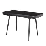 Lumisource Boom Mid-Century Modern Desk in Black Metal with a Black Wood and Black Tempered Glass Top