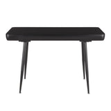 Lumisource Boom Mid-Century Modern Desk in Black Metal with a Black Wood and Black Tempered Glass Top