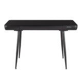 Lumisource Boom Mid-Century Modern Desk in Black Metal with a Black Wood and Black Tempered Glass Top