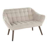 Lumisource Boulder Mid-Century Modern Love Seat in Beige Fabric