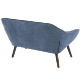 Lumisource Boulder Mid-Century Modern Love Seat in Blue Fabric