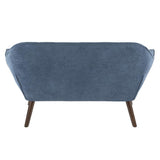 Lumisource Boulder Mid-Century Modern Love Seat in Blue Fabric