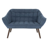 Lumisource Boulder Mid-Century Modern Love Seat in Blue Fabric