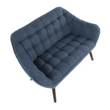 Lumisource Boulder Mid-Century Modern Love Seat in Blue Fabric