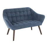 Lumisource Boulder Mid-Century Modern Love Seat in Blue Fabric