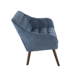 Lumisource Boulder Mid-Century Modern Love Seat in Blue Fabric