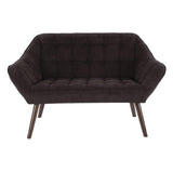 Lumisource Boulder Mid-Century Modern Love Seat in Charcoal Fabric