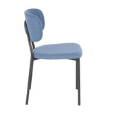 Lumisource Bouton Contemporary Chair in Black Metal and Blue Fabric - Set of 2