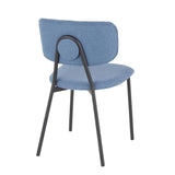 Lumisource Bouton Contemporary Chair in Black Metal and Blue Fabric - Set of 2