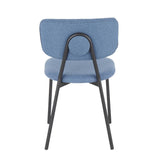 Lumisource Bouton Contemporary Chair in Black Metal and Blue Fabric - Set of 2