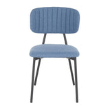 Lumisource Bouton Contemporary Chair in Black Metal and Blue Fabric - Set of 2