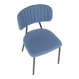 Lumisource Bouton Contemporary Chair in Black Metal and Blue Fabric - Set of 2