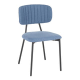 Lumisource Bouton Contemporary Chair in Black Metal and Blue Fabric - Set of 2