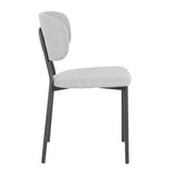 Lumisource Bouton Contemporary Chair in Black Metal and Light Grey Fabric - Set of 2