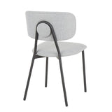 Lumisource Bouton Contemporary Chair in Black Metal and Light Grey Fabric - Set of 2