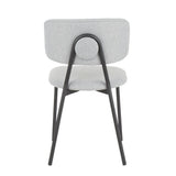 Lumisource Bouton Contemporary Chair in Black Metal and Light Grey Fabric - Set of 2