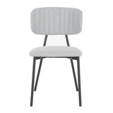 Lumisource Bouton Contemporary Chair in Black Metal and Light Grey Fabric - Set of 2