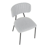 Lumisource Bouton Contemporary Chair in Black Metal and Light Grey Fabric - Set of 2