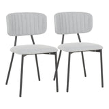 Lumisource Bouton Contemporary Chair in Black Metal and Light Grey Fabric - Set of 2