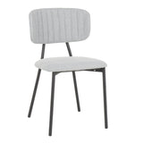 Lumisource Bouton Contemporary Chair in Black Metal and Light Grey Fabric - Set of 2