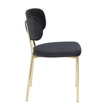 Lumisource Bouton Contemporary/Glam Chair in Gold Metal and Black Velvet - Set of 2