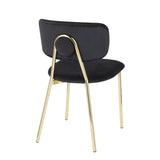 Lumisource Bouton Contemporary/Glam Chair in Gold Metal and Black Velvet - Set of 2