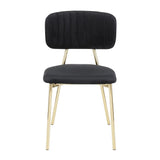 Lumisource Bouton Contemporary/Glam Chair in Gold Metal and Black Velvet - Set of 2