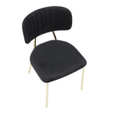 Lumisource Bouton Contemporary/Glam Chair in Gold Metal and Black Velvet - Set of 2