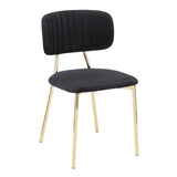 Lumisource Bouton Contemporary/Glam Chair in Gold Metal and Black Velvet - Set of 2