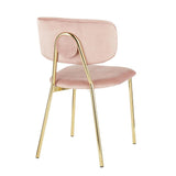 Lumisource Bouton Contemporary/Glam Chair in Gold Metal and Blush Pink Velvet - Set of 2