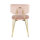 Lumisource Bouton Contemporary/Glam Chair in Gold Metal and Blush Pink Velvet - Set of 2