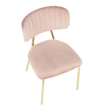 Lumisource Bouton Contemporary/Glam Chair in Gold Metal and Blush Pink Velvet - Set of 2