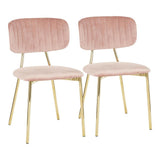 Lumisource Bouton Contemporary/Glam Chair in Gold Metal and Blush Pink Velvet - Set of 2