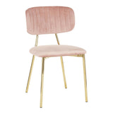 Lumisource Bouton Contemporary/Glam Chair in Gold Metal and Blush Pink Velvet - Set of 2