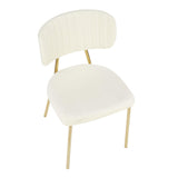 Lumisource Bouton Contemporary/Glam Chair in Gold Metal and Cream Velvet - Set of 2